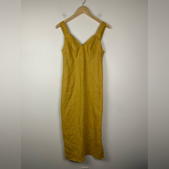 Reformation Yellow Allira Linen Tank Midi Dress Women’s Sz 6 - Picture 7 of 10